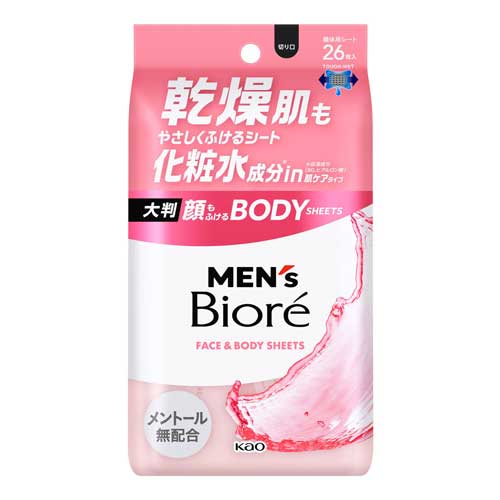 맨즈 비오레 얼굴까지 닦는 바디시트 피부케어 타입 26매 건조피부