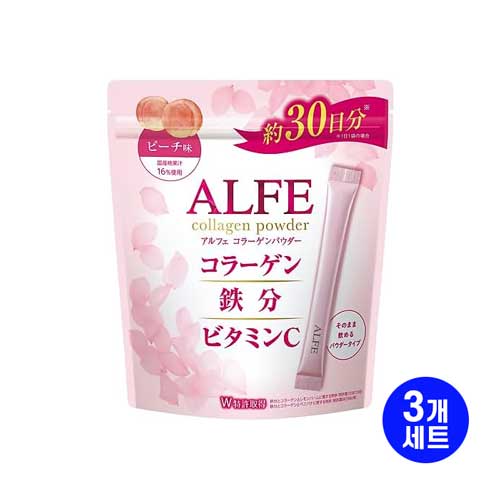 다이쇼 제약 ALFE 알페 콜라겐 파우더 복숭아맛 30포  3개세트