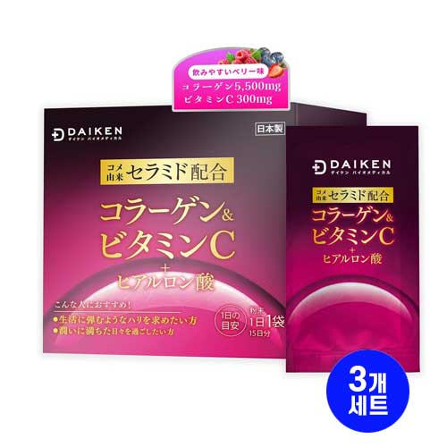 DAIKEN 저분자 콜라겐 펩타이드 5500mg 일본산 콜라겐 파우더 15포 15일분 3개세트