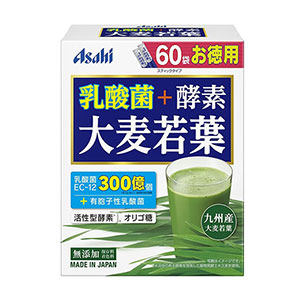 아사히 Asahi 유산균＋효소 새싹보리 60포 EC-12 200억개 유포자성유산균 플락토올리고당